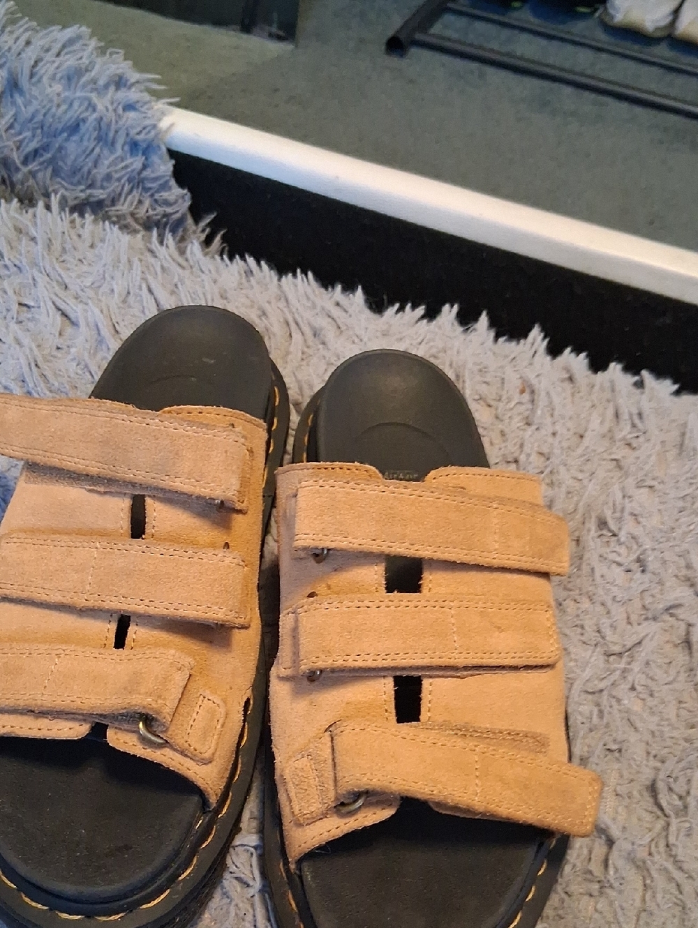 Dr. Martens Tan Suede Triple-Strap Sandals